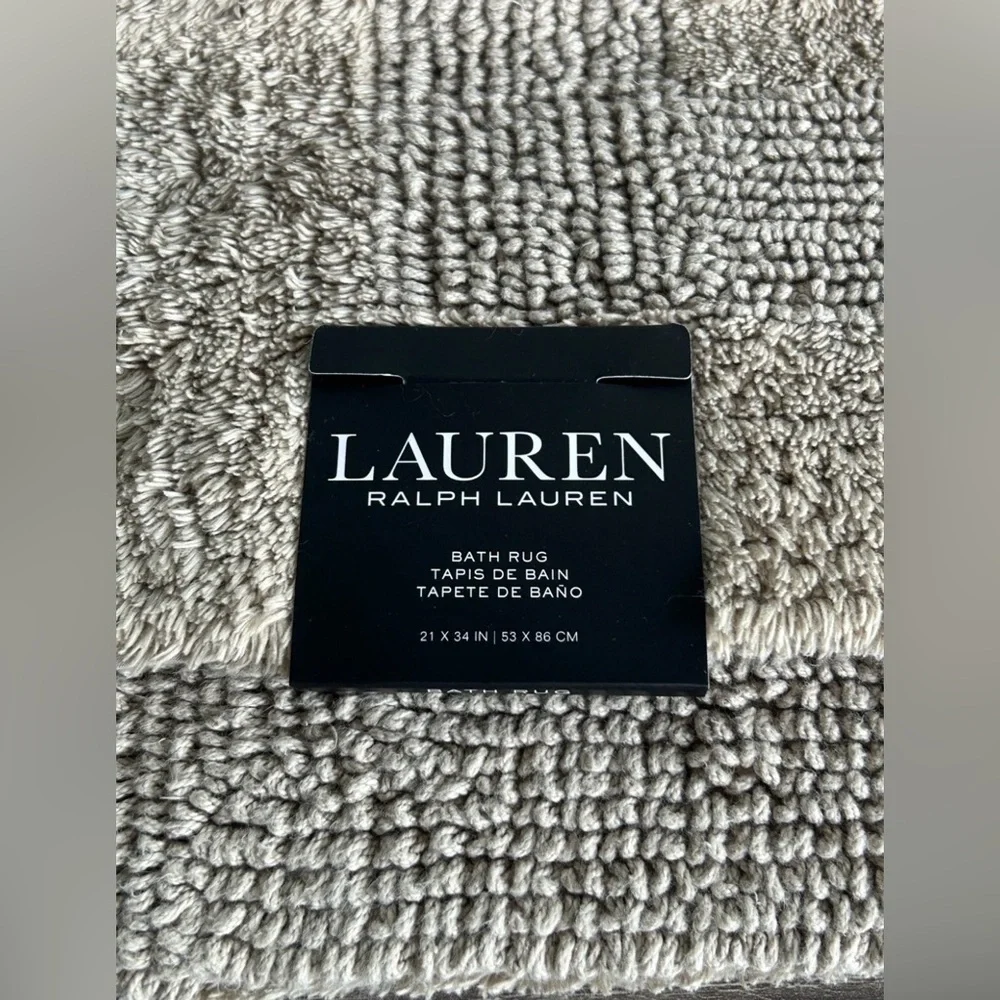 Gorgeous RALPH LAUREN Bath Rug Mat Reversible 100% COTTON Beige Tan